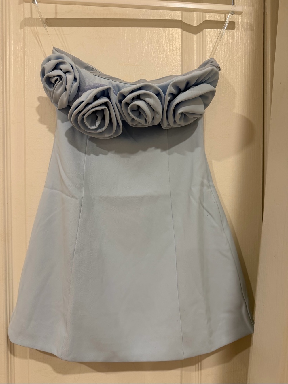 Peppermayo Light Blue Strapless Dress with Rose Trim